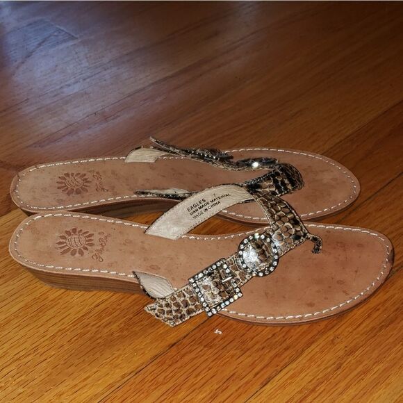 Yellow Box Snakeskin Print Leather sandals - Picture 1 of 6